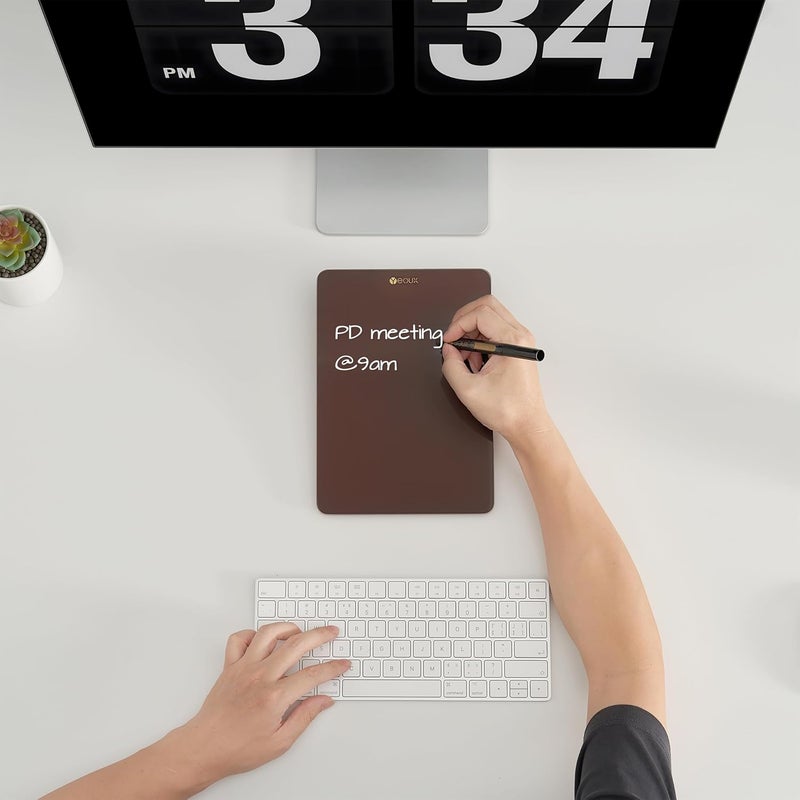 YEOUX Glass Small Whiteboard with Reversible Wood Stand for Desk, Burgundy Red, Mini Dry Erase Board, Desktop Small White Board 9.5"x6.7" for Office, Home, Kitchen, Marker & Eraser Included - Image 2